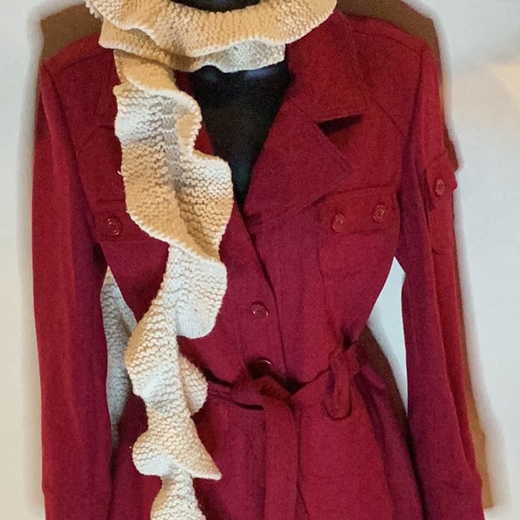 BODY CENTRAL RED WOOL BLEND FITTED WINTER COAT SZ. S - Picture 5 of 13
